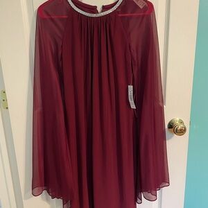 R&M Richards Burgundy Dress with Sparkling Accents
